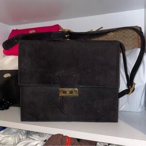 Vintage 90s Saks Fifth Ave Accordion Suede Bag